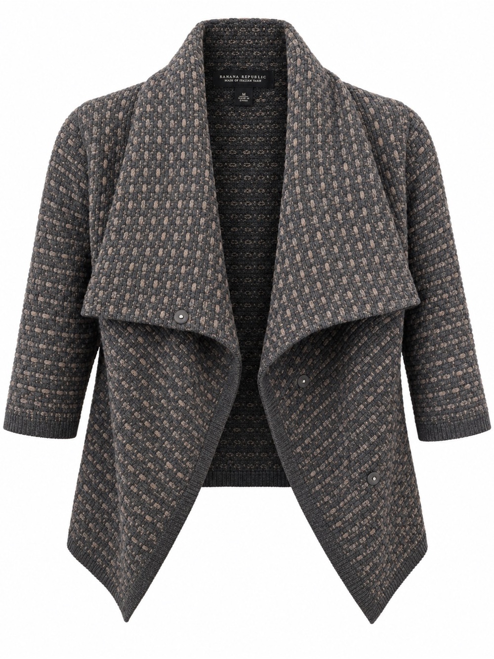 Banana Republic Sweater Cardigan Medium Wool Cashmere Gray Shawl Quiet Luxury